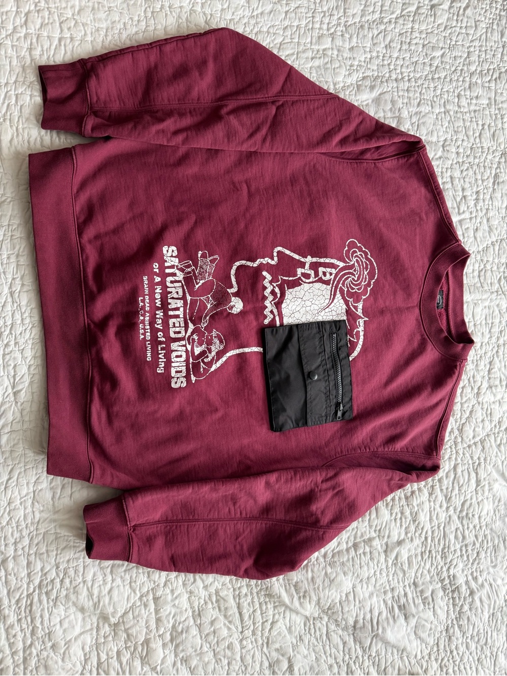 Braindead-Men's Maroon Graphic Pocket Sweatshirt